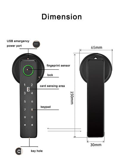 Fingerprint Smarth Door Lock Knob, 5-In-1 Smart Door Knob