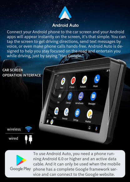 Car Touchscreen for CarCarplay & Android Auto With Rearview Camera